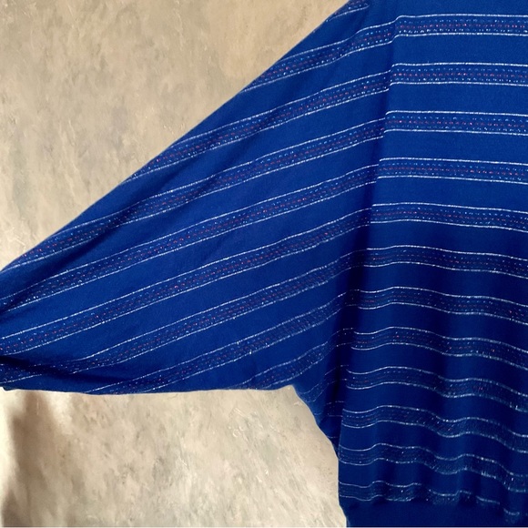 Vintage 70s 80s Union Made Bumble Bee Metallic Knit Batwing Top - Picture 6 of 7